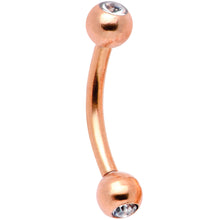 Load image into Gallery viewer, 16G 5/16 Gem Rose Gold Tone Curved Eyebrow Daith Rook Set of 4