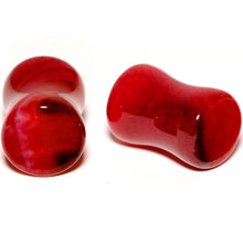 Load image into Gallery viewer, Solid Red Stone Saddle Plug Set 6mm to 25mm
