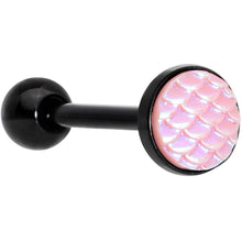 Load image into Gallery viewer, Black PVD Pink Mermaid Scale Barbell Tongue Ring