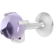 Load image into Gallery viewer, 16G 1/4 Pink Amethyst Internally Threaded Labret Monroe Tragus