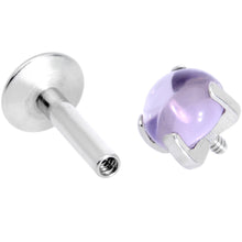 Load image into Gallery viewer, 16G 1/4 Pink Amethyst Internally Threaded Labret Monroe Tragus