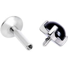 Load image into Gallery viewer, 16G 1/4 Black Agate Internally Threaded Labret Monroe Tragus