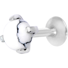 Load image into Gallery viewer, 16G 1/4 White Howlite Internally Threaded Labret Monroe Tragus