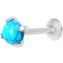 Load image into Gallery viewer, 16G 5/16 Turquoise Internally Threaded Labret Monroe Tragus