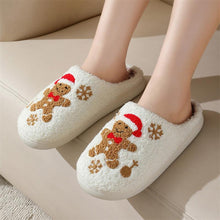 将图片加载到图库查看器,Christmas Slippers Gingerbread Slippers Women and Men Holiday Halloween Slippers Indoor Bedroom Fluffy Warm Fleece Slippers Winter Soft Cozy Home Non-Slip Soft Plush Slip-on Wool Lined House Shoes