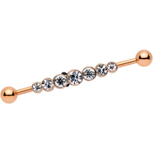 将图片加载到图库查看器,14G Clear Gem Rose Gold IP Super Seven Industrial Barbell 38mm