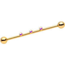 Load image into Gallery viewer, 14G Aurora Gem Gold IP Triplet Industrial Barbell 35mm