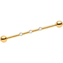 Load image into Gallery viewer, 14G Aurora Gem Gold IP Triplet Industrial Barbell 35mm