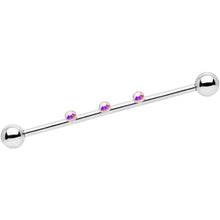Load image into Gallery viewer, 14G Aurora Gem Triplet Industrial Barbell 35mm