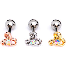 Load image into Gallery viewer, 16G 1/4 Aurora Gem Flower Cartilage Tragus Earring Set of 3