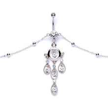 Load image into Gallery viewer, Clear Gem Dancing Queen Chandelier Dangle Belly Ring Belly Chain