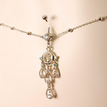 Load image into Gallery viewer, Clear Gem Dancing Queen Chandelier Dangle Belly Ring Belly Chain