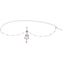 Load image into Gallery viewer, Pink Gem Dancing Queen Chandelier Dangle Belly Ring Belly Chain