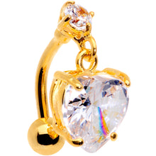 Load image into Gallery viewer, Clear Gem Gold Tone Lovely Heart Top Mount Dangle Belly Ring