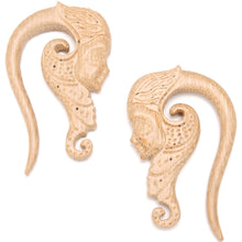 将图片加载到图库查看器,Hand Carved Wood Forest Nymph Hanger Plug Set 6mm to 18mm