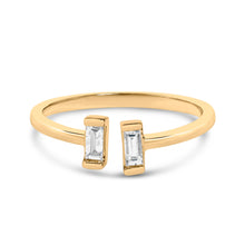 Load image into Gallery viewer, 14K Yellow Gold Plated Sterling Silver 1/5 Cttw Baguette Diamond Open Band Ring