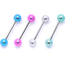 Load image into Gallery viewer, Bright Stripes Party Barbell Tongue Ring Set of 4