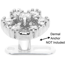 Load image into Gallery viewer, 14G Clear Gem Externally Threaded Dermal Anchor Top