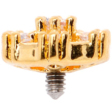 Load image into Gallery viewer, 14G Clear Gem Gold Tone Externally Threaded Dermal Anchor Top