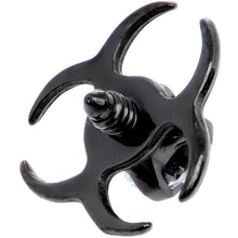 Load image into Gallery viewer, 14G Clear Gem Black Biohazard Dermal Anchor Top