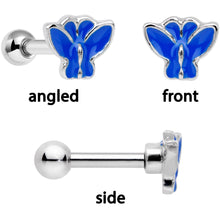 Load image into Gallery viewer, 16G 1/4 Clear Gem Butterfly Cartilage Tragus Earring Set of 3