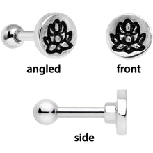 Load image into Gallery viewer, 16G 1/4 Green Gem Lotus Flower Cartilage Tragus Earring Set of 3