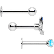 Load image into Gallery viewer, 16G 1/4 Blue Gem Flowers Cartilage Tragus Earring Set of 3