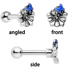 Load image into Gallery viewer, 16G 1/4 Blue Gem Flowers Cartilage Tragus Earring Set of 3