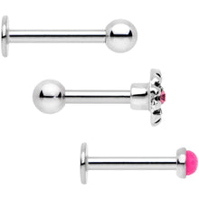Load image into Gallery viewer, 16G 1/4 Perfect in Pink Cartilage Tragus Earring Set of 3