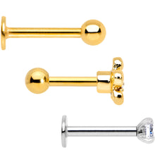 将图片加载到图库查看器,16G 1/4 Clear Gem Gold Tone Daisy Flower Cartilage Tragus Set of 3