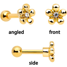 将图片加载到图库查看器,16G 1/4 Clear Gem Gold Tone Daisy Flower Cartilage Tragus Set of 3