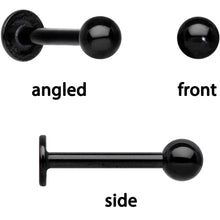 Load image into Gallery viewer, 16G 1/4 Blue Gem Spring Black Cartilage Tragus Earring Set of 3