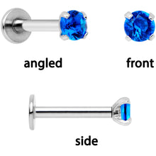 Load image into Gallery viewer, 16G 1/4 Blue Gem Spring Black Cartilage Tragus Earring Set of 3