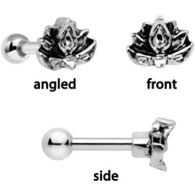 Load image into Gallery viewer, 16G 1/4 Clear Gem Lotus Flower Black Cartilage Tragus Earring Set of 3