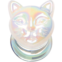 Load image into Gallery viewer, Aurora White Glass Double Flare Kitty Cat Plug Set 6mm to 25mm