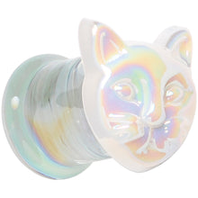 Load image into Gallery viewer, Aurora White Glass Double Flare Kitty Cat Plug Set 6mm to 25mm