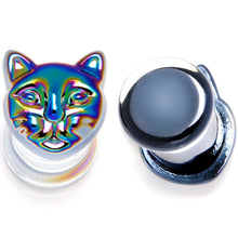 Load image into Gallery viewer, Aurora Black Glass Kitty Cat Double Flare Plug Set 6mm to 25 mm