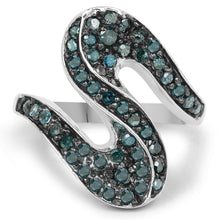 将图片加载到图库查看器,0.76 Carat Genuine Blue Diamond .925 Sterling Silver Ring