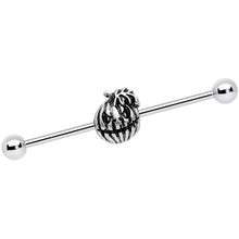 Load image into Gallery viewer, 14G Spooky Smiling Jack O Lantern Industrial Barbell 38mm