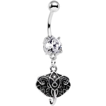 Load image into Gallery viewer, Clear Cubic Zirconia Gem Elephant Inspired Abstract Dangle Belly Ring