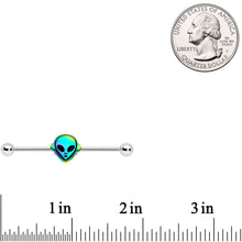 将图片加载到图库查看器,14G Iridescent Alien Face Industrial Barbell 38mm