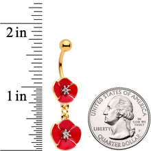 Load image into Gallery viewer, Gold Tone Fashionable Red Flower Chain Dangle Belly Ring