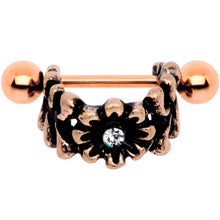 Load image into Gallery viewer, 16G 1/2 Clear Gem Rose Gold Tone Flower Cuff Cartilage Earring