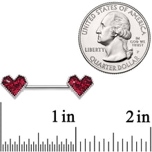 将图片加载到图库查看器,14G 9/16 Red Valentine Heart Barbell Nipple Ring Set