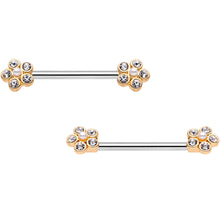 将图片加载到图库查看器,14G 9/16 Clear Gem Precious Flower Barbell Nipple Ring Set