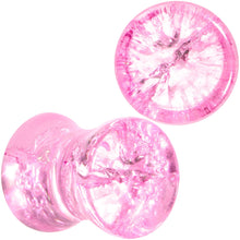 Load image into Gallery viewer, Pink Shattered Glass Flamingo Saddle Plug Set 6mm to 16mm