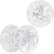 Load image into Gallery viewer, Clear Shattered Glass Saddle Plug Set 6mm to 16mm