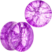 Load image into Gallery viewer, Cosmic Violet Shattered Glass Saddle Plug Set 6mm to 16mm