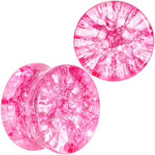 Load image into Gallery viewer, Pink Shattered Glass Flamingo Saddle Plug Set 6mm to 16mm