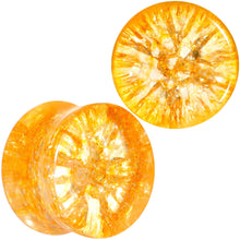 Load image into Gallery viewer, Yellow Shattered Glass Mellow Sunshine Saddle Plug Set 6mm to 16mm